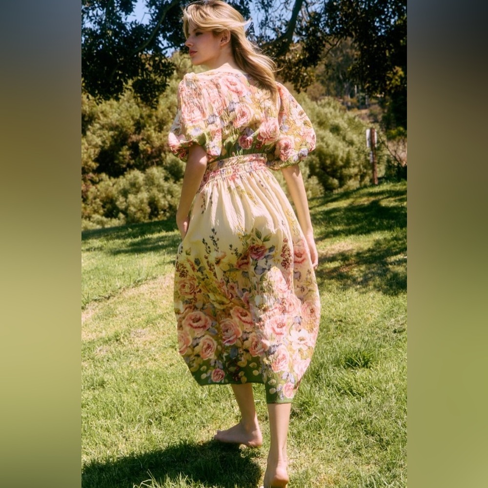 Floral Puff Sleeve Midi Dress - Picture 4 of 4